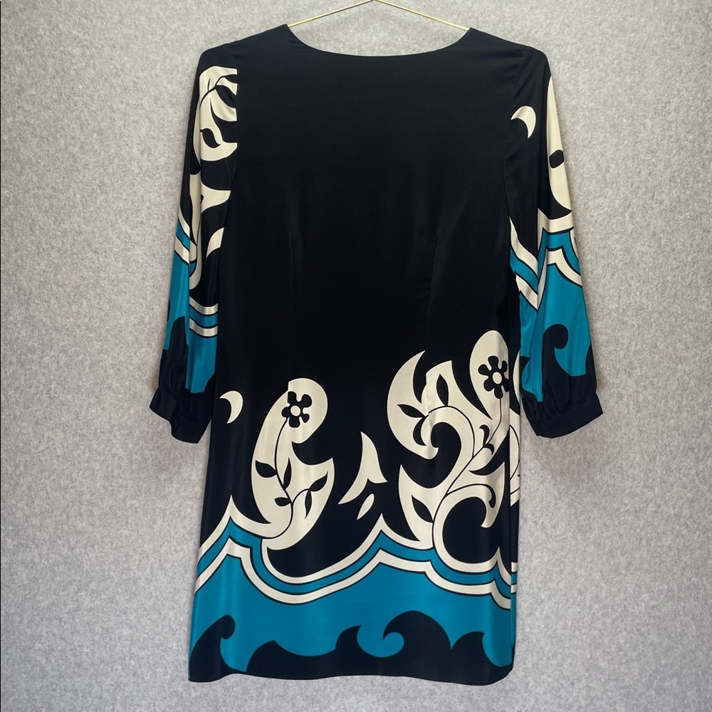 Tibi Silk Mod Y2K Floral Black Blue Abstract Mini Dress - Picture 5 of 6